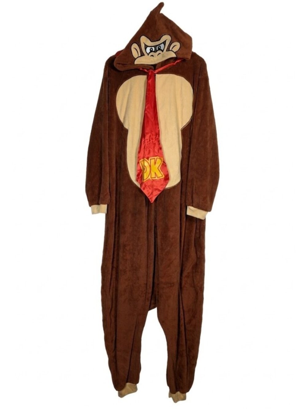 Donkey Kong Micro Fleece One Piece Pajama Outfit Suit Size Large Nintendo Zip Up